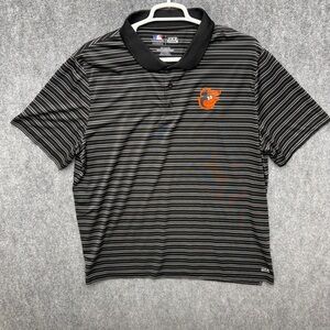 Baltimore Orioles Polo Shirt 3XL Gray Striped TX3 Cool Official MLB